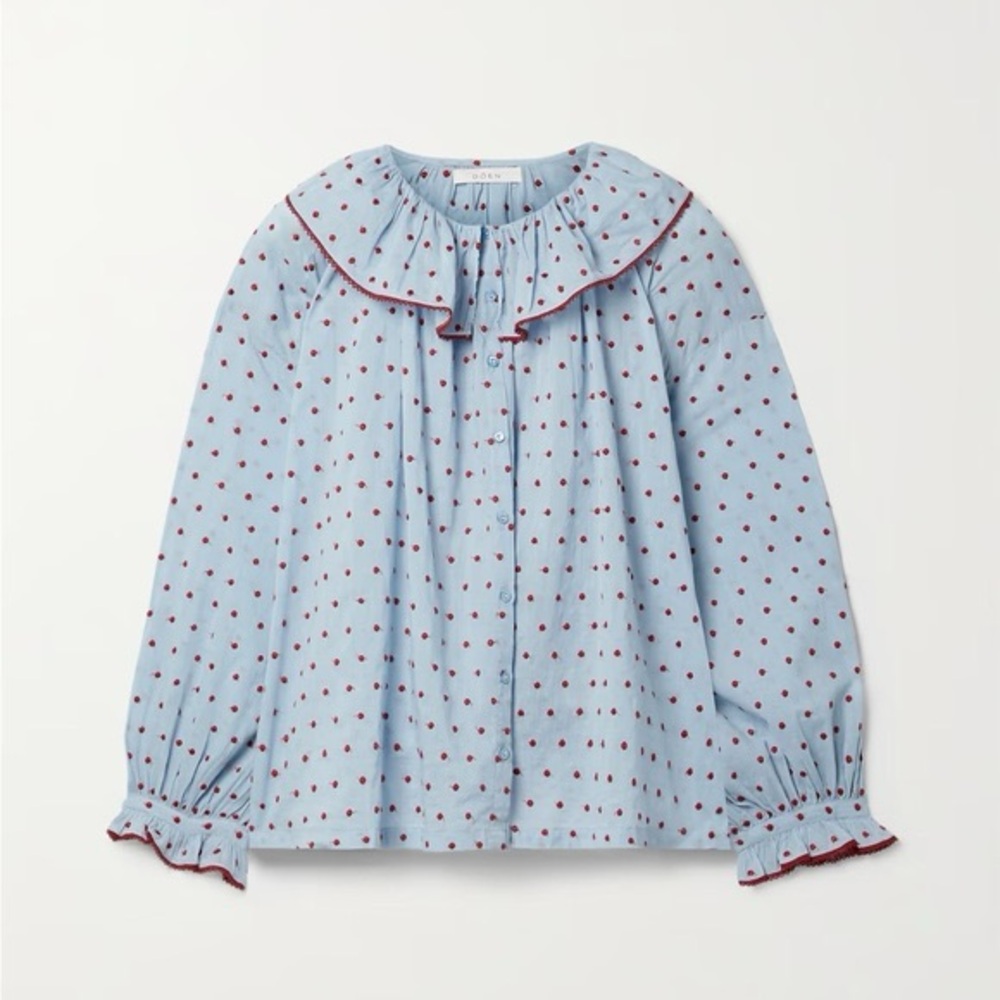 DOEN Jemma Top Azure Swiss Dot XS